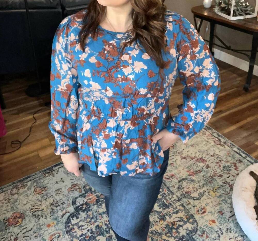 NEW ANDREE BY UNIT balloon sleeve babydoll blouse in teal